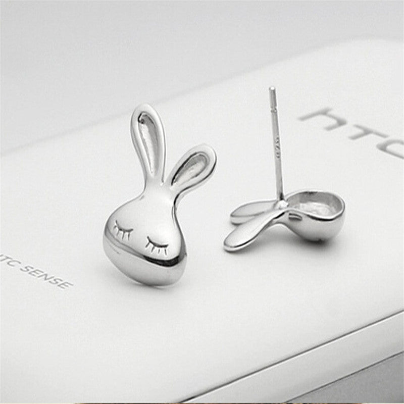 S925 Silver Earrings Hypoallergenic Little White Rabbit Female Earrings