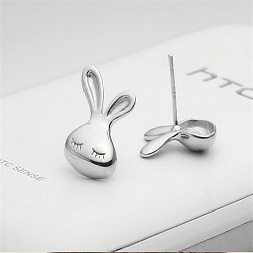 S925 Silver Earrings Hypoallergenic Little White Rabbit Female Earrings