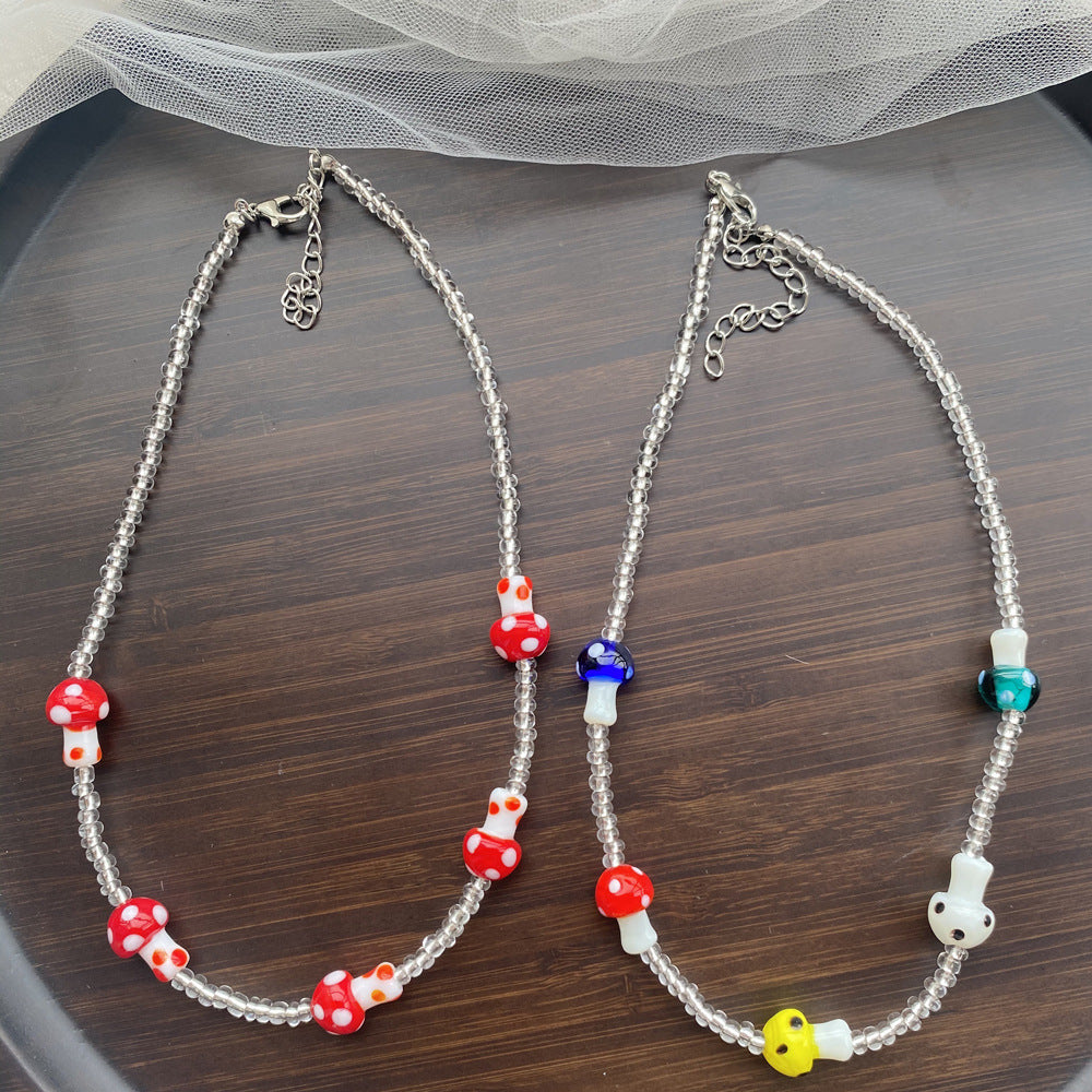 Funny Color Mushroom Necklace Personalized Design Necklace Necklace Factory Direct Supply