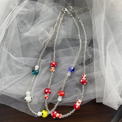 Funny Color Mushroom Necklace Personalized Design Necklace Necklace Factory Direct Supply