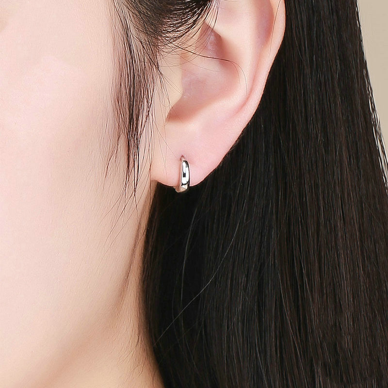 Bamoer 925 Sterling Silver Shiny Small Hoop Earrings