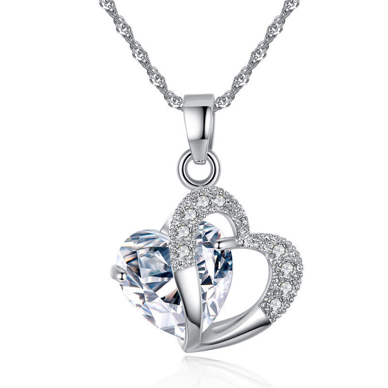 European And American Necklace Amethyst Multicolored Zircon Heart Necklace