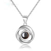 925 Sterling Silver Rose Flower Pendant Necklaces Women Trendy Projection 100 Languages LOVE Necklace Handmade Jewelry