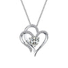 White Gold Double Heart Pendant Necklace Clavicle Pendant Diamond Heart Necklace