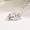 White Gold Double Heart Pendant Necklace Clavicle Pendant Diamond Heart Necklace
