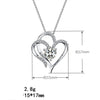 White Gold Double Heart Pendant Necklace Clavicle Pendant Diamond Heart Necklace