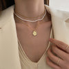 Irregular Concave Necklace Handmade Hammer Oval Gold Coin Necklace