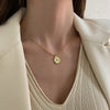 Irregular Concave Necklace Handmade Hammer Oval Gold Coin Necklace