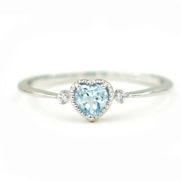 Blue Topaz Heart Shaped Engagement Ring