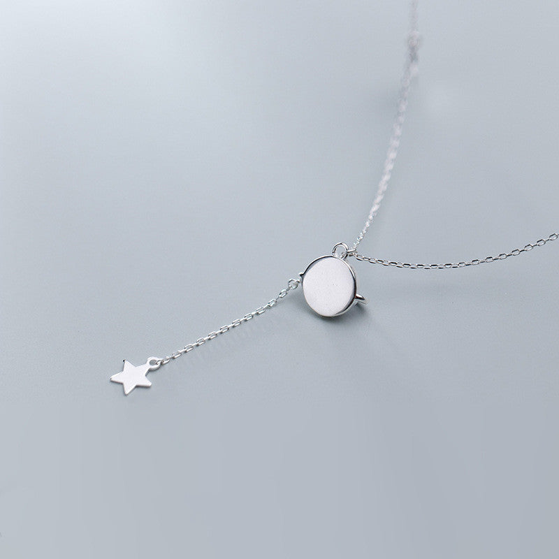 S925 Silver Necklace Sweet Synthetic Kyanite Planet Star Necklace