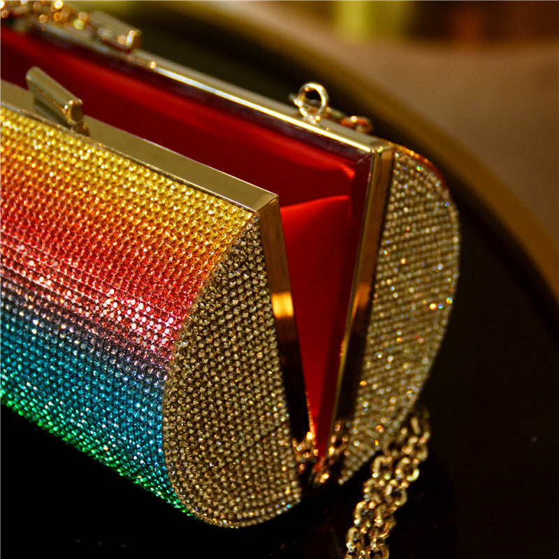 Rainbow Rhinestone Purse Evening Bag