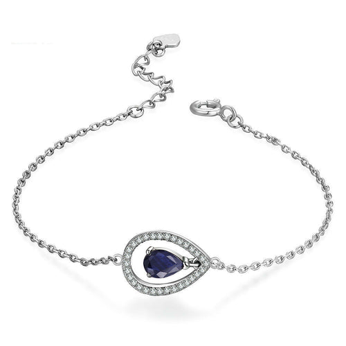 Natural black sapphire and white gold bracelet