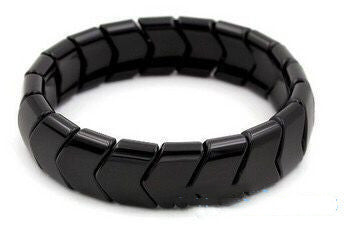 Black wide row germanium stone bracelet