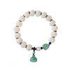 White Bodhi Root Carved Pumpkin Bead Jade Lotus Wenju Bracelet