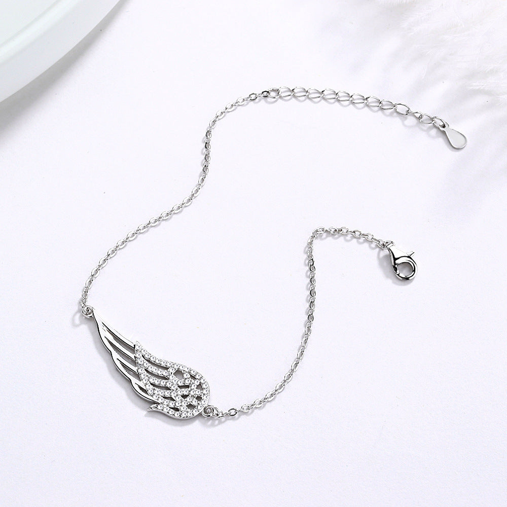 Sterling silver 925 angel wings bracelet women