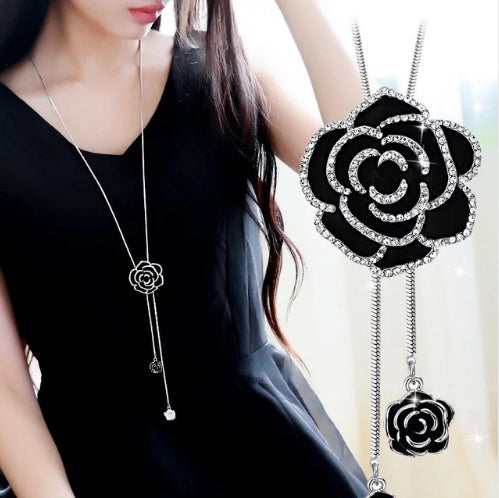 Korean fashion accessories, sweater chain, Crystal Snowflake Necklace, long necklace necklace, tassel sweater chain