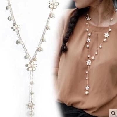 New necklace pearl swan sweater chain