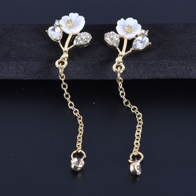 Silver Needle Shell Flower Earring Tassel Eardrop Korean Temperament Pearl Earring Female