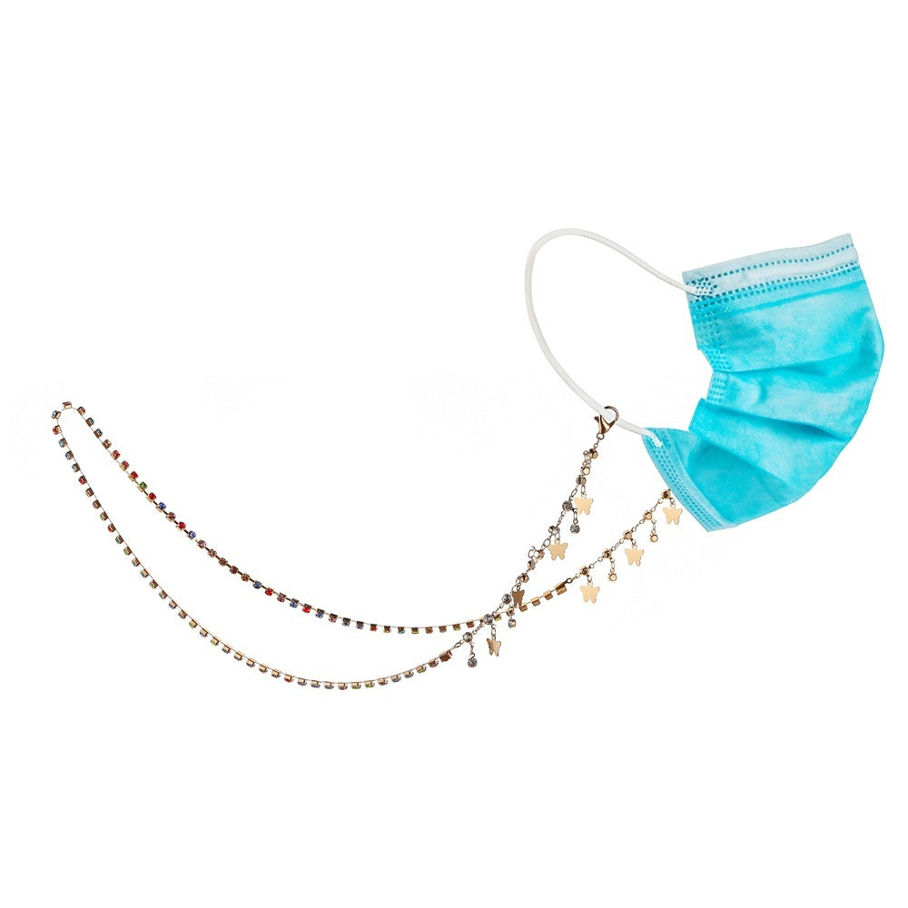 Colorful Diamond Chain Butterfly Mask Chain