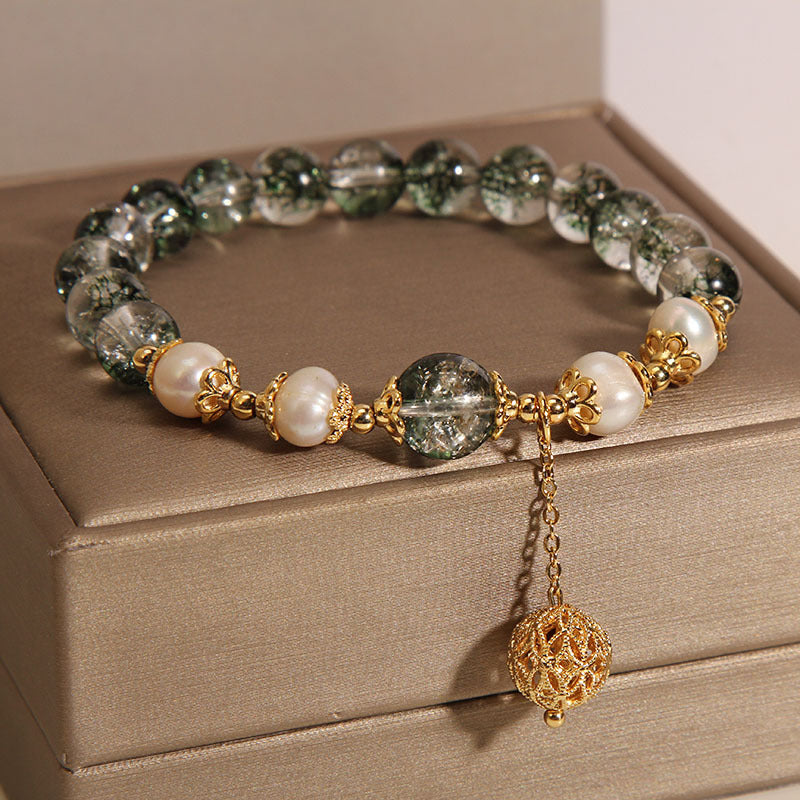 Green Phantom Quartz Crystal Bracelet For Women