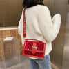 Velvet Wide Shoulder Strap Crossbody Small Square Bag
