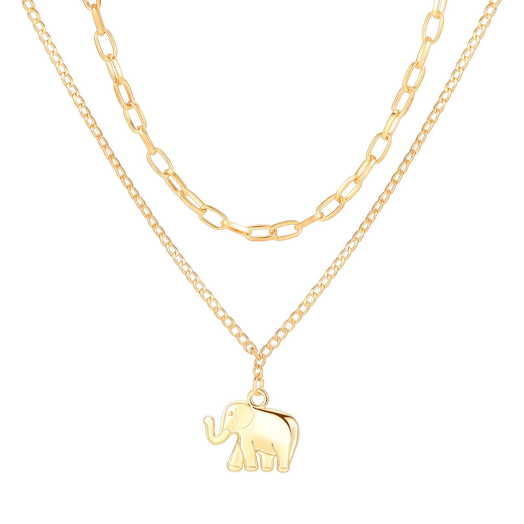 Layered Necklace Two-piece Necklace Elephant