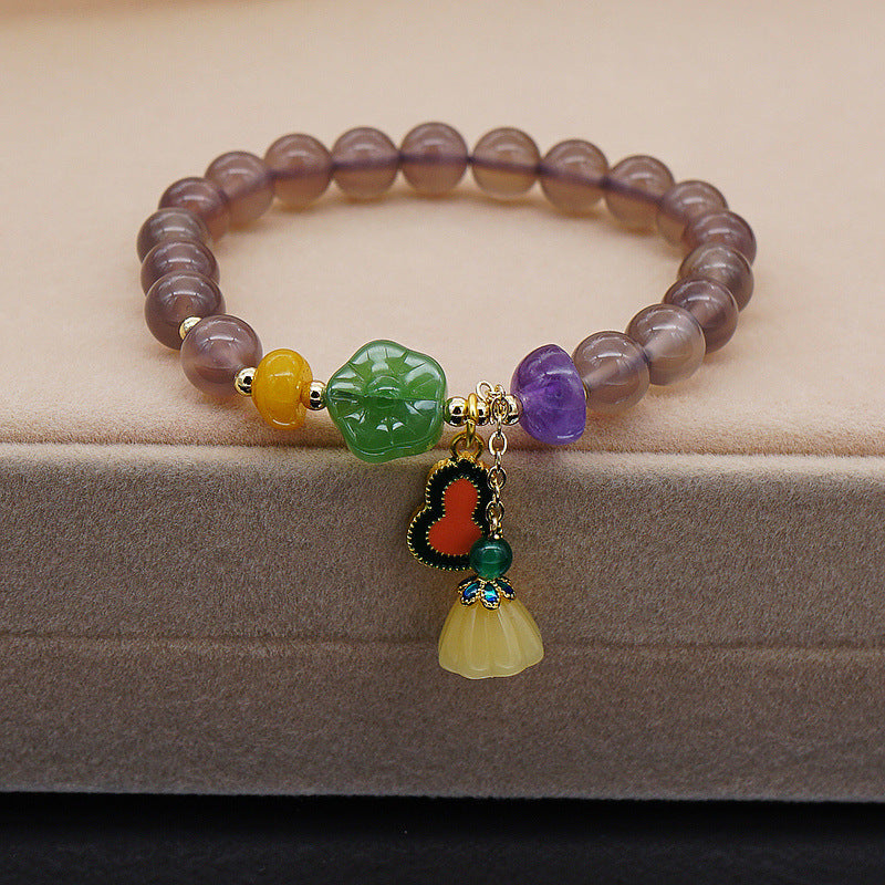Smoke Mauve Jade Agate Bracelet For Women