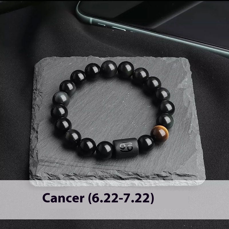 Twelve Constellation Stretch Bracelet Natural Yellow Tiger's Eye Bead Bracelets