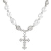Vintage Cross Necklace Women's All-match Short Pearl Necklace