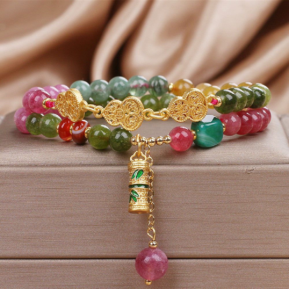 Natural Jade Color Tourmaline Bracelet For Women