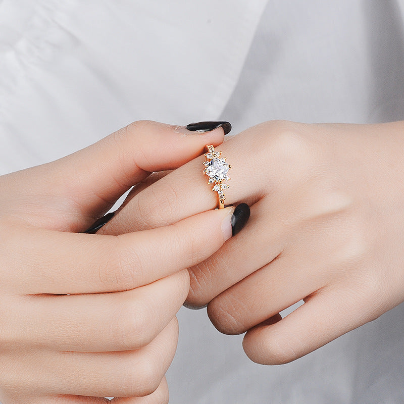 14k gold engagement tail ring ring