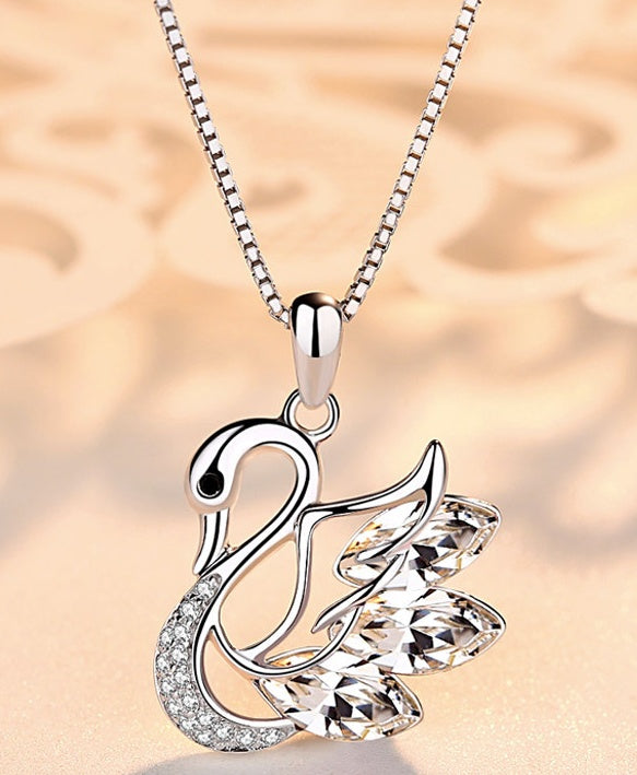Glitter Swan Pendant necklace clavicle chain