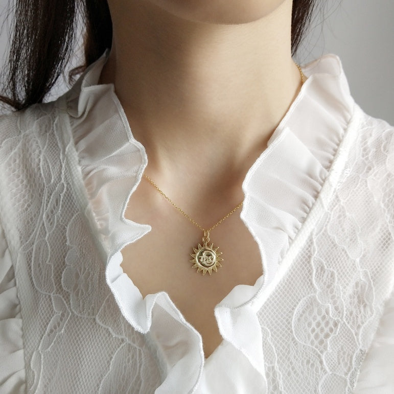 925 sterling silver necklace moon design gold necklace chain