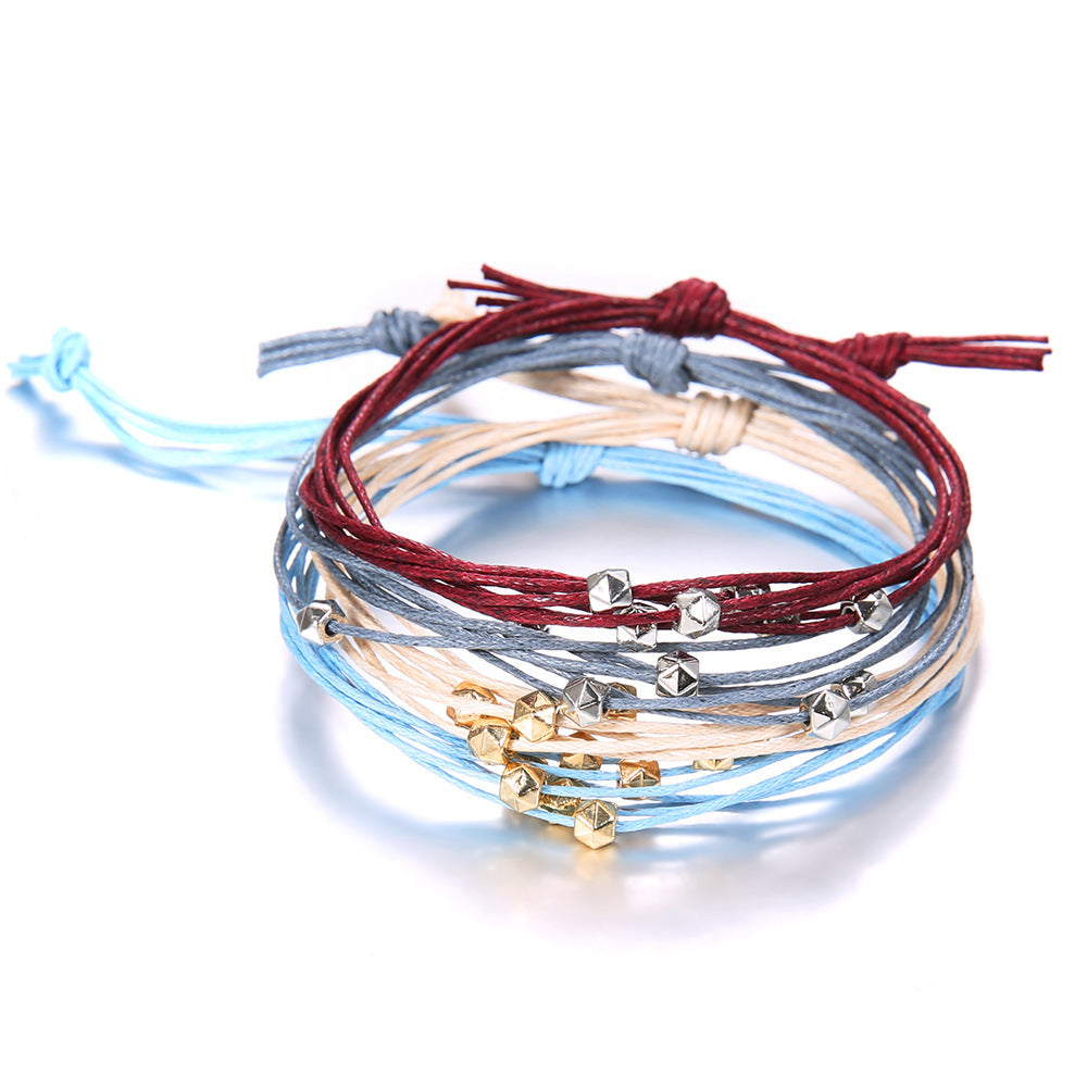 Four-color beaded woven bracelet