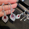 Lotus Pigeon Blood Red Zircon Tassel Earrings