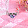 S925 silver angel wings heart necklace