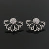 Lotus-shaped diamond-studded pierced earrings