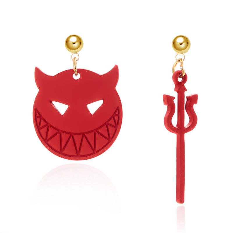 Halloween Funny Earrings Devil Hair Clasp Asymmetric