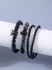 New Simple Black Leather Cord Bracelet Set