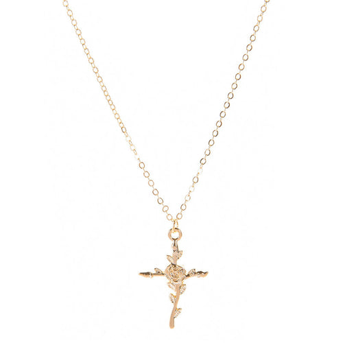 Alloy Rose Cross Pendant Necklace Earrings Earrings Necklace