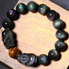 Natural Obsidian Pixiu Double Color Eye Bracelet Mythical Beast