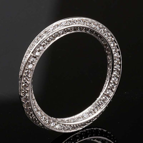 Full circle full diamond carat simulation diamond gold-plated women's ring Mobius ring row of diamonds