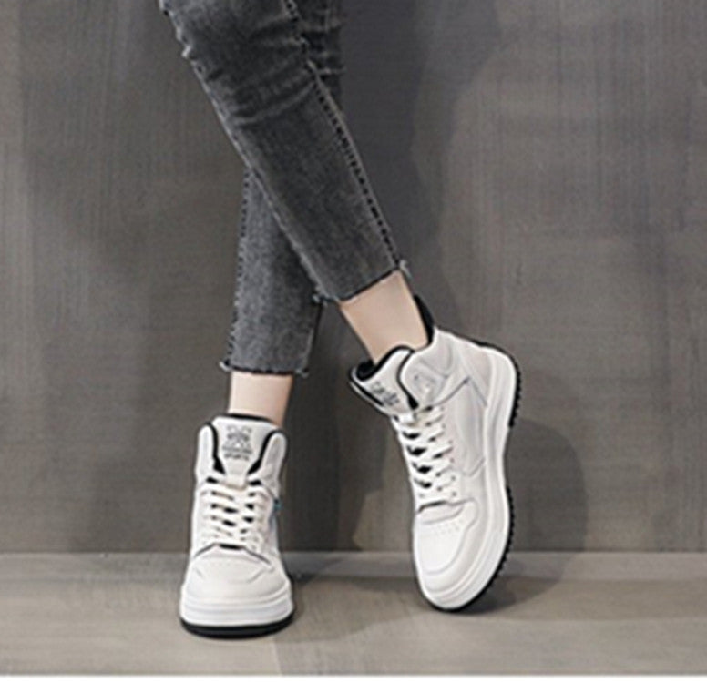High-top white shoes women's new casual platform shoes