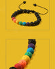 Six-color Rainbow Adjustable Beaded Volcanic Stone Bracelet