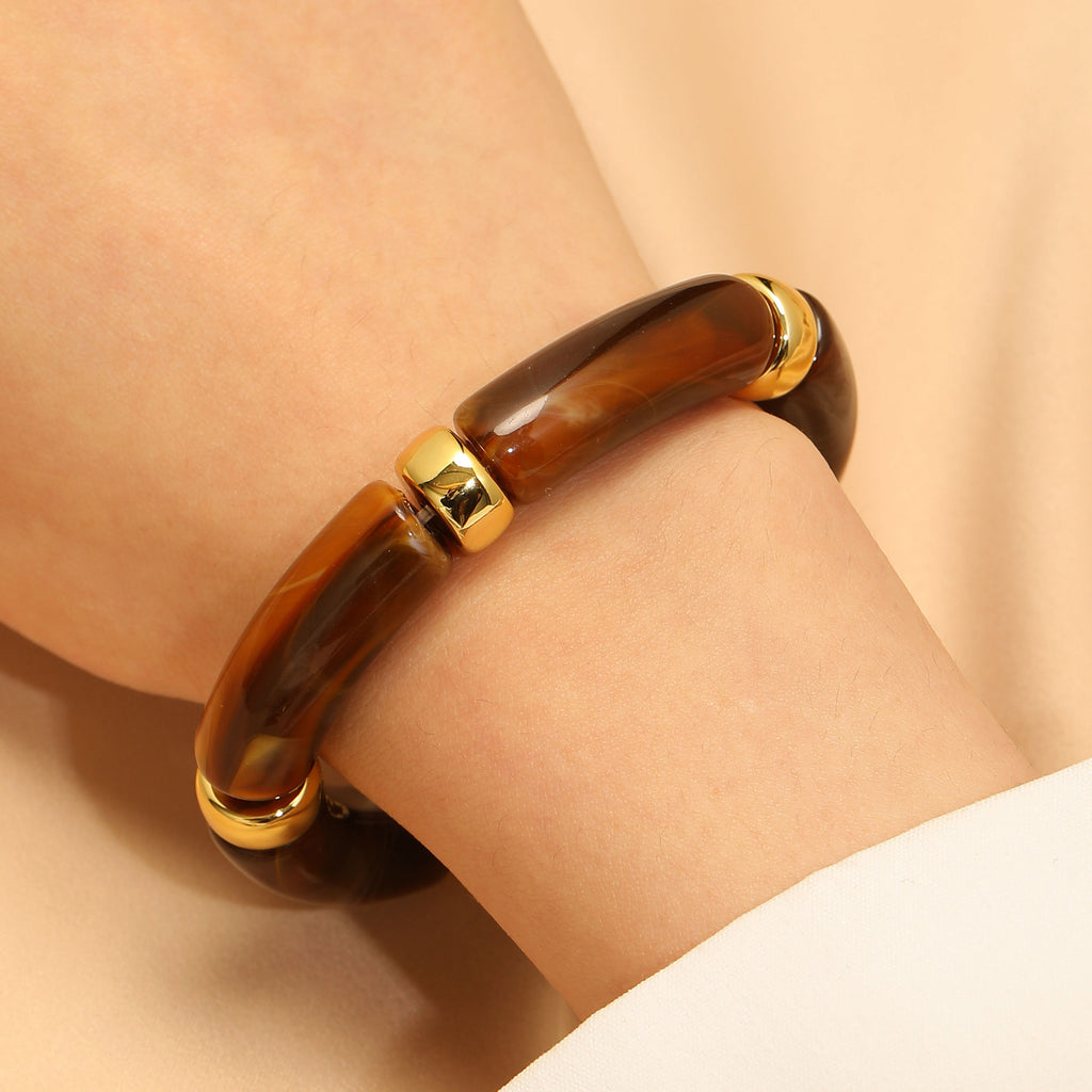 European And American Resin Beaded Bamboo Joint Geometric Exaggerated Color Matching Design Bracelet