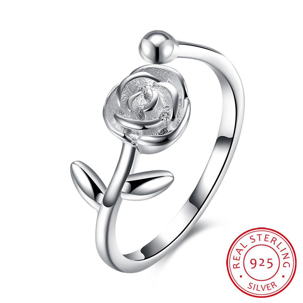 Beautiful rose tail ring sterling silver ring