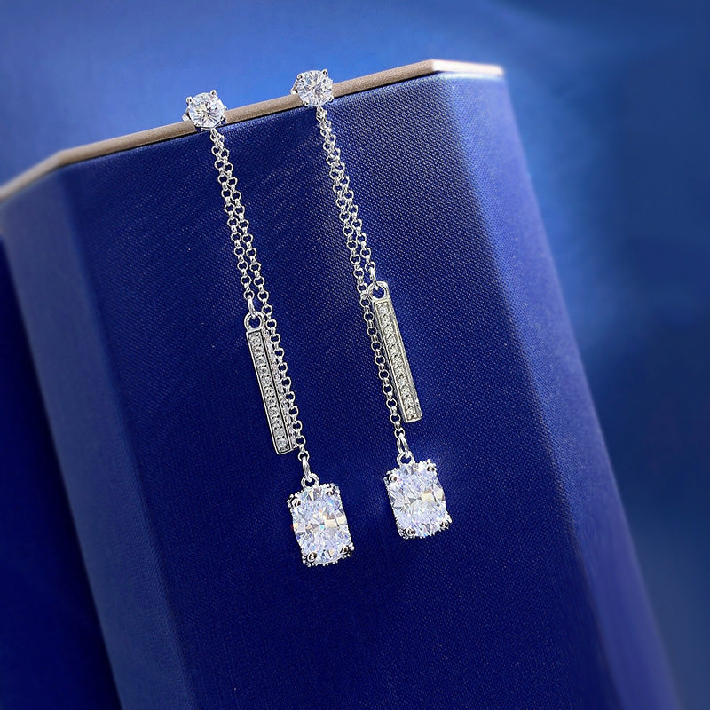 Oval White Diamond Earrings Women's Fashion