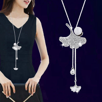 New necklace pearl swan sweater chain