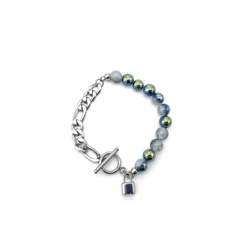 Color Burst Crack Stone Bead Bracelet Female
