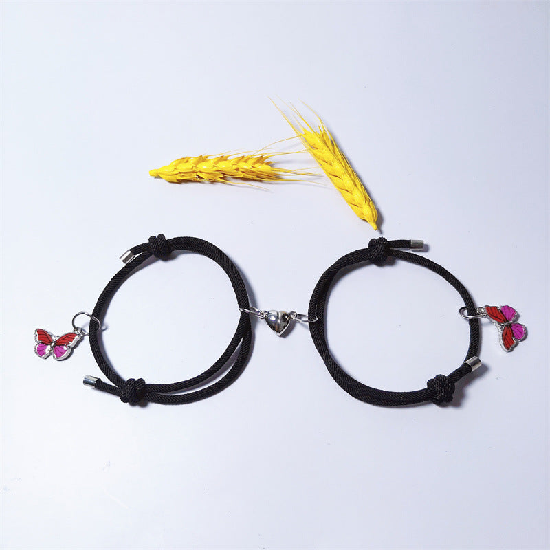 Colorful Butterfly Love Magnets Attracting Couple Bracelets